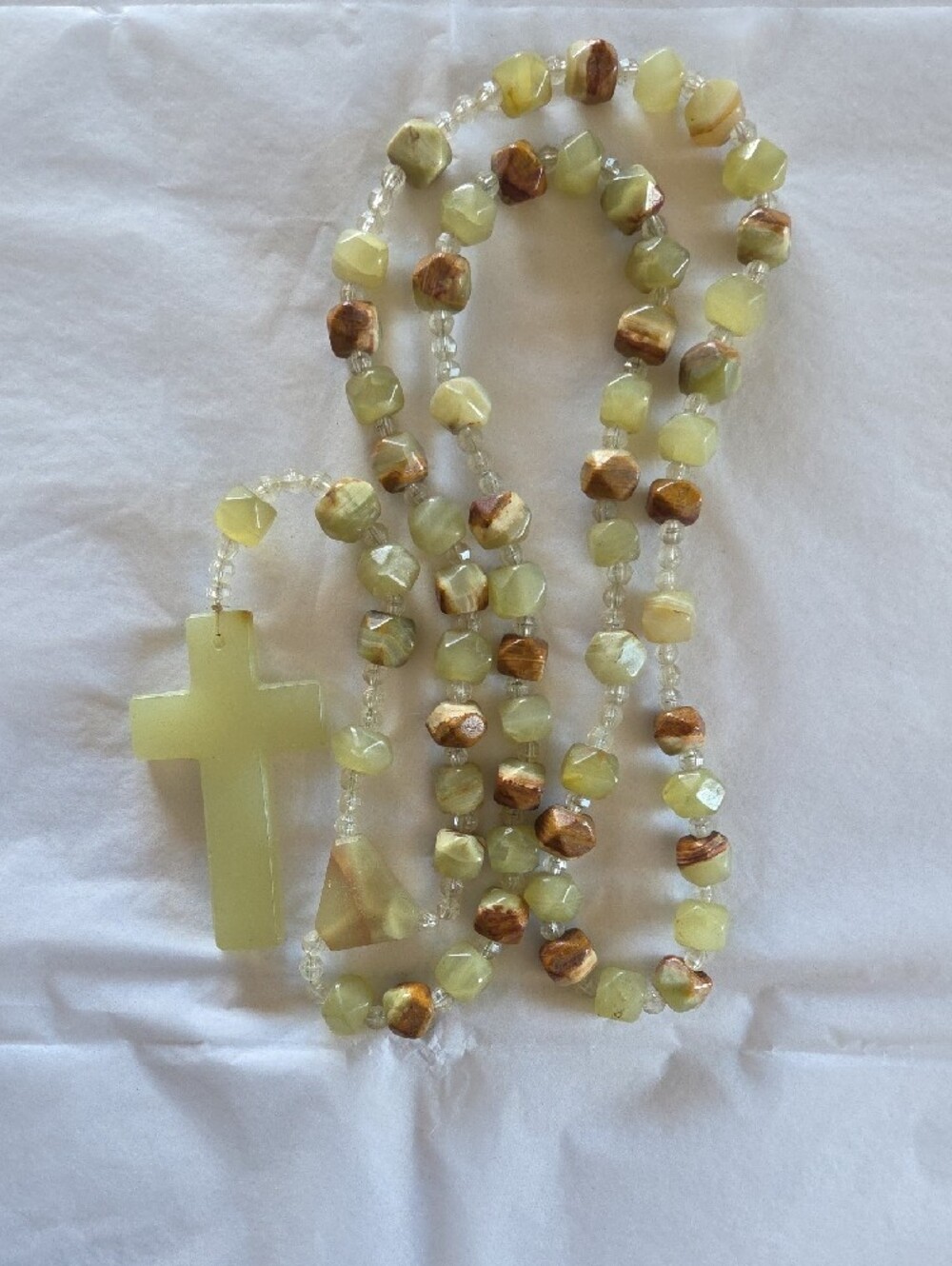 Quartz Beaded Cross Necklace